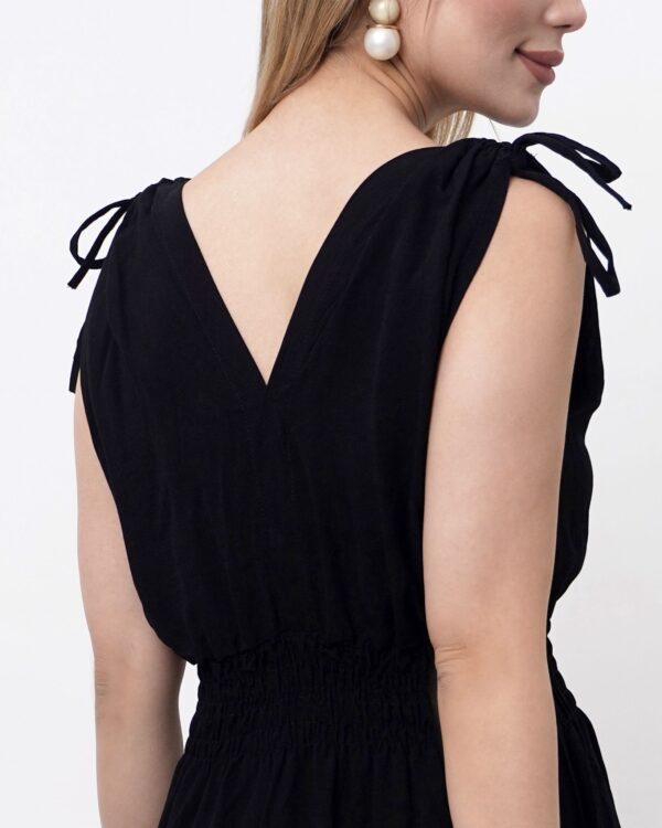 unytekstil düz siyah elbise - Görsel 6