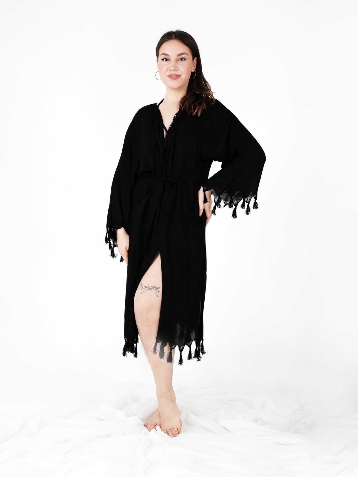 Unytekstil Düz siyah model kaftan - Görsel 1